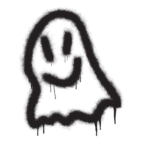 Scary Ghost Emoticon Graffiti With Black Spray Paint Vector