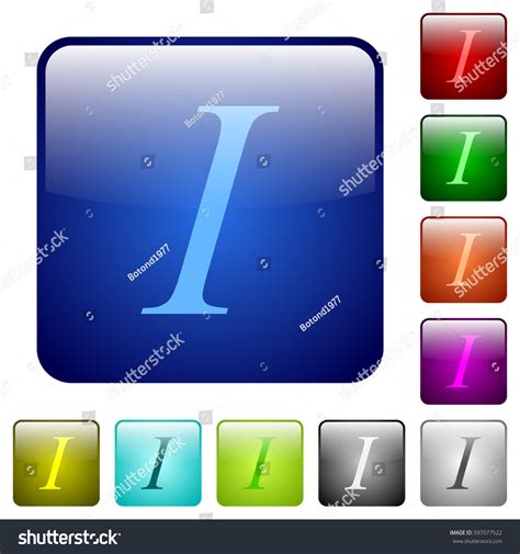 Italic Font Type Icons In Rounded Square Color Royalty Free Stock