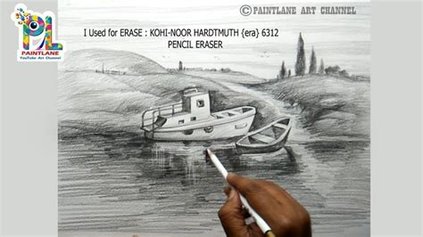 How To Draw And Shade OLD BOATS In A Scenery Step By Step Pencil Art