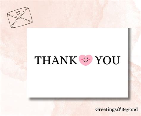 Heart Thank You Card L Digital Download L 7x5 L Printable Blank Card - Etsy