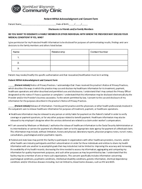 Fillable Online Patient HIPAA Acknowledgment And Consent Form Fax Email