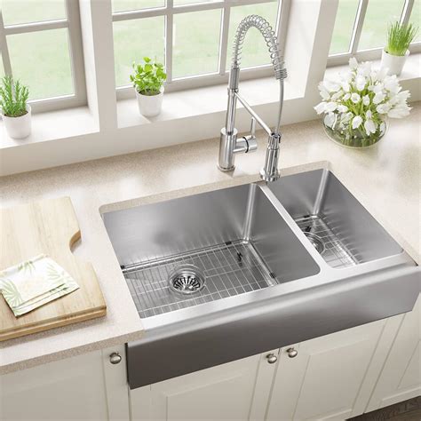 Stainless Farmhouse Sink Kitchen Vigo All In One Farmhouse Apron