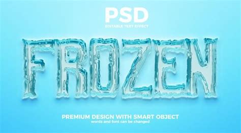 Frozen Ice 3D Editable Text Effect Premium PSD