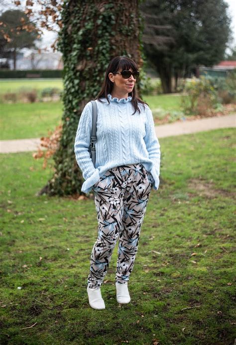 TK Maxx Floral Trousers With Feminine Frills Ivory Boots