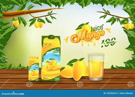 Mango Juice Advertising Banner Ads Vector Background Design Stock