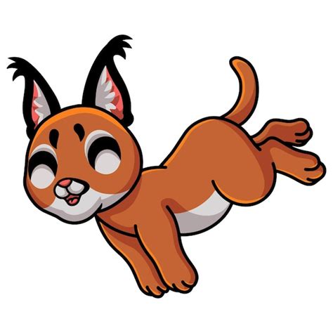 Premium Vector Cute Caracal Cat Cartoon Jumping