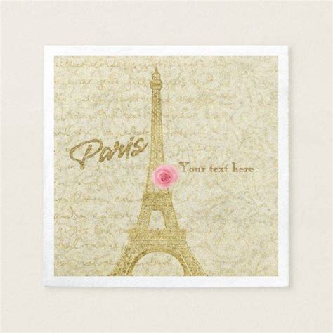 Paris Eiffel Tower Gold And Pink Elegant Napkins Paris Eiffel Tower Paris Theme