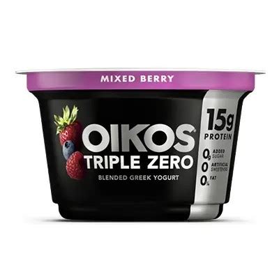 Dannon Oikos Triple Zero Blended Greek Nonfat Yogurt Mixed Berry