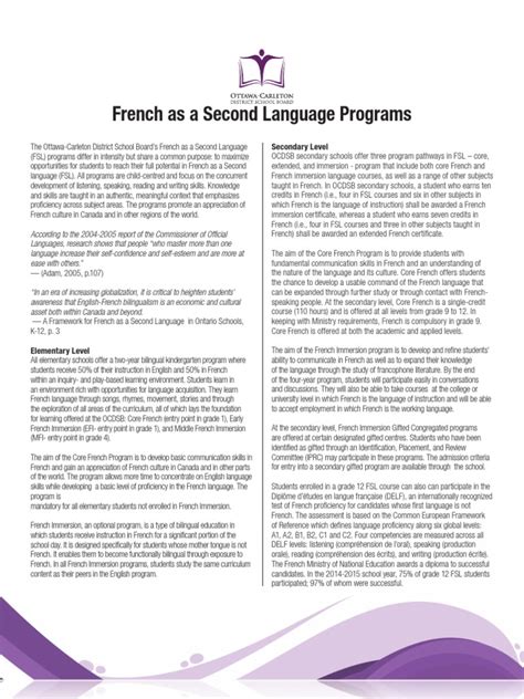 FSL Programs | PDF | Multilingualism | French Language