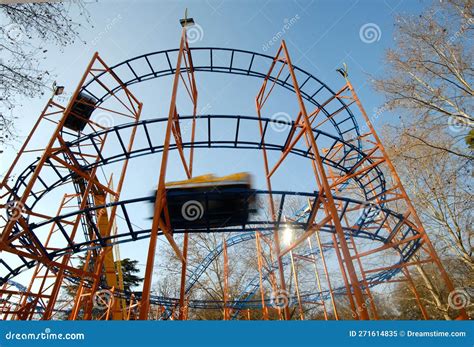 Amusement Park Ride Roller Coaster In The Luna Park Stock Image