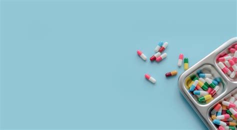 Premium Photo Above View Of Colorful Antibiotic Capsule Pills On A