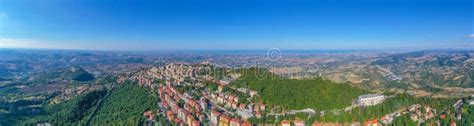 Aerial View Of San Marino With Three Towers Stock Photo Image Of