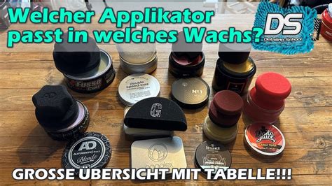 Welcher Applikator passt in welches Wachs Grosse Übersicht mit Tabelle