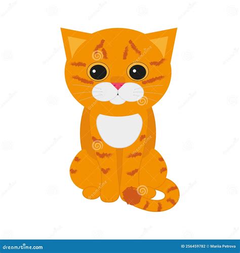 Vector Illustration Of Ginger Cat In Flat Style Stock Vector