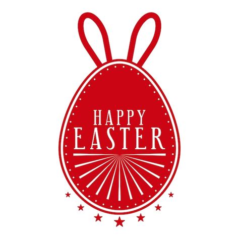 Premium Vector Happy Easter Holiday Seal Design With Rabbit Ears