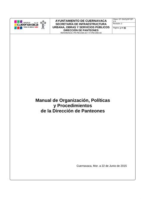 PDF Manual de Organización Políticas y Procedimientos de Manual