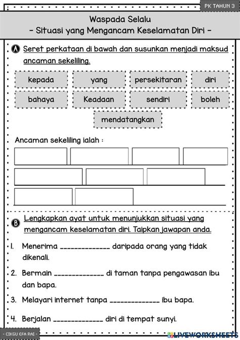 Pk Tahun 3 Waspada Selalu Worksheet