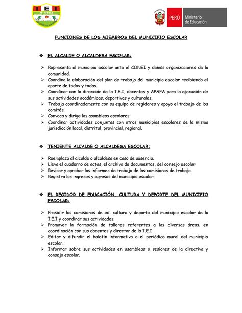 Funciones De Los Miembros Del Municipio Escolar Funciones Nbkomputer