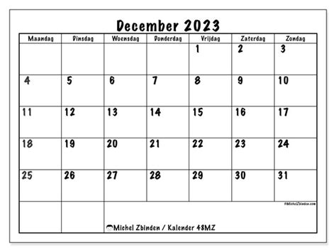 Kalender December Michel Zbinden Nl