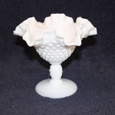 Fenton White Milk Glass Hobnail Candle Holder Etsy