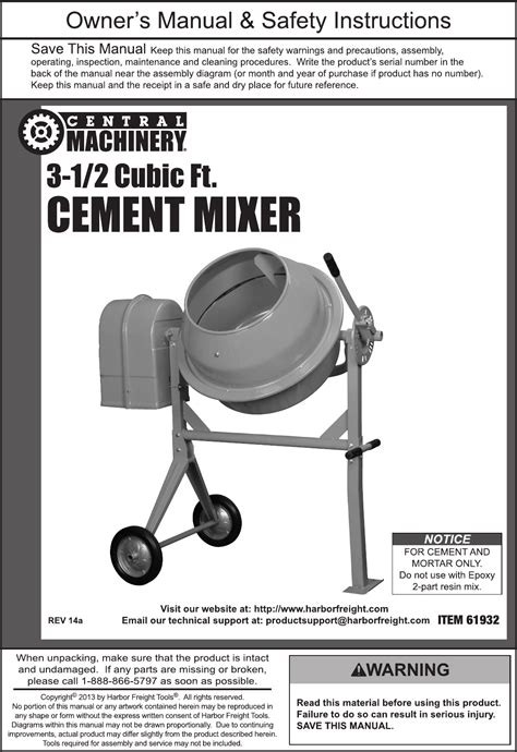 Harbor Freight Cement Mixer Parts List