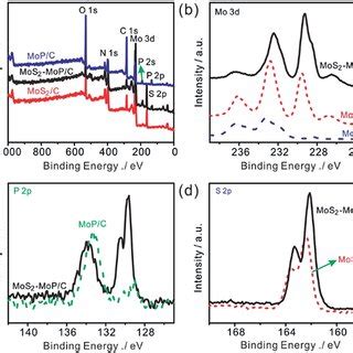 A XPS Survey Spectra Of MoS 2 MoP C MoP C And MoS 2 C And