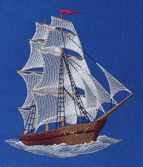 Sea Ship Free Embroidery Design