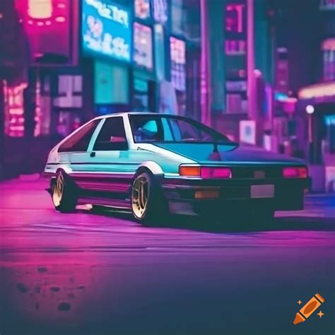 Neon Lit Toyota Corolla Ae86 In The City On Craiyon