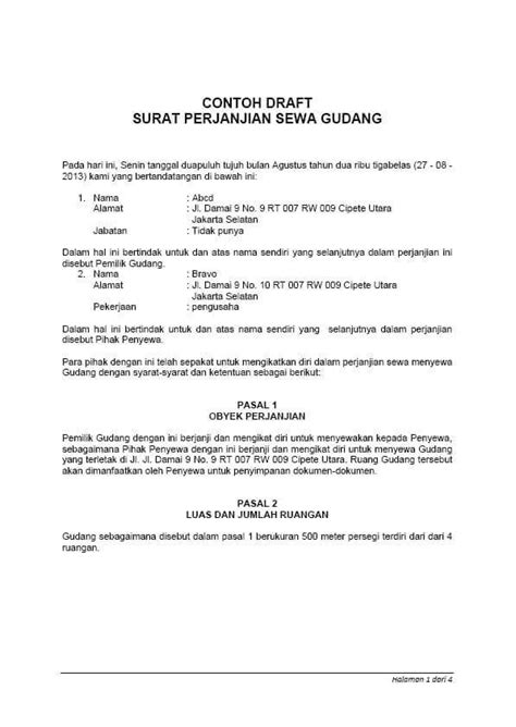 7 Contoh Surat Perjanjian Kontrak Rumah Dan Cara Membuat