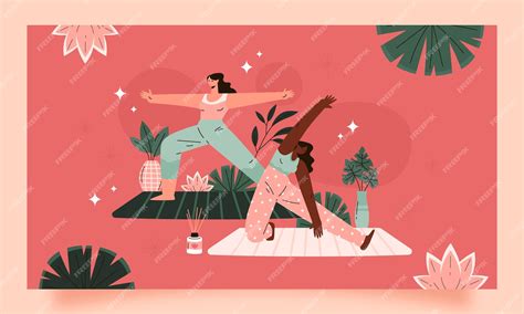 Free Vector Hand Drawn Yoga Retreat Twitch Background