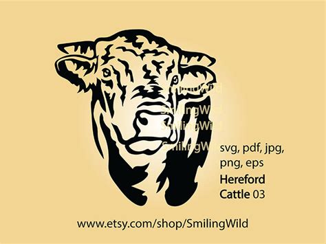 Hereford Cattle Cow Svg Bull Vector Graphic Art Hereford Laser Cut File ...