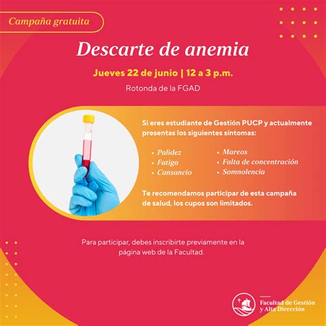 Campa A Gratuita De Salud Descarte De Anemia Facultad De Gesti N Y