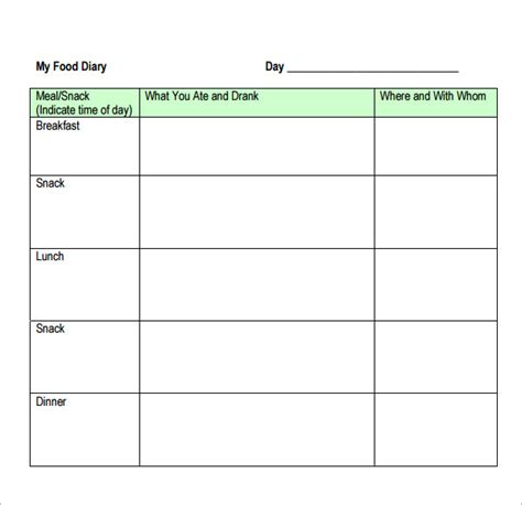 Free 19 Sample Printable Food Log Templates In Pdf Ms Word Apple Pages