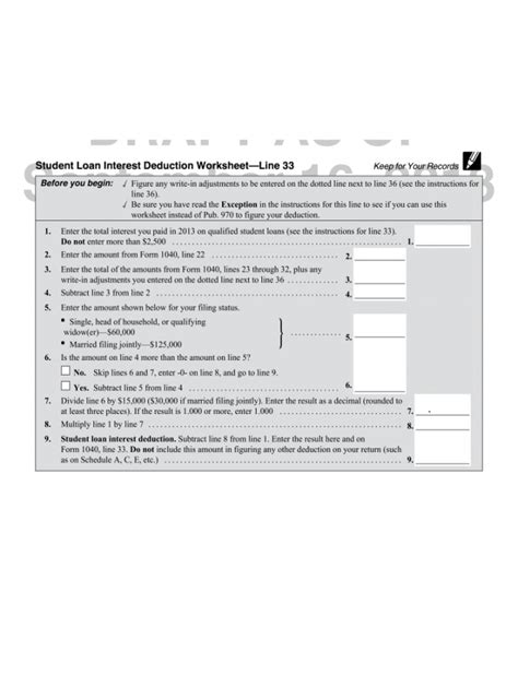 Tax And Interest Deduction Worksheet