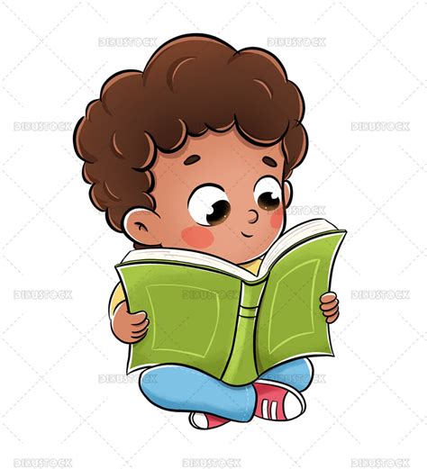 Reading Boy Sitting On The Floor With A Book Illustrations From