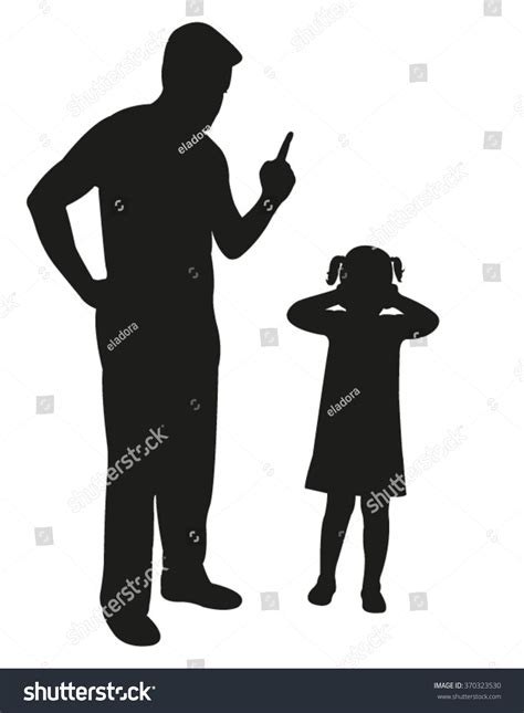 Angry Father Scolding His Daughter Pointing Stock Vector Royalty Free