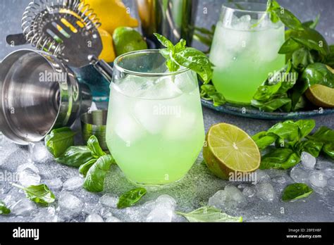 Basil Smash Gin Alcoholic Cocktail Long Alcohol Drink Recipe With