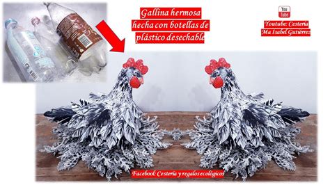 Bella gallina con todo reciclado Con botellas de plástico Chicken with