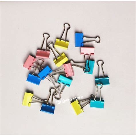 Isi 2 Pcs Klip Penjepit Kertas Binder Clip Sedang 19mm No 107 Warna