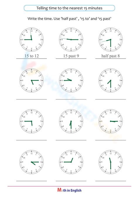 Telling Time To The Nearest Minutes Worksheet