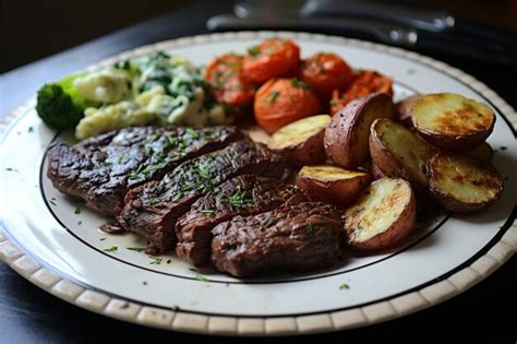 Premium Photo Delicious Grilled Sirloin Flap Steak And Baked Potato