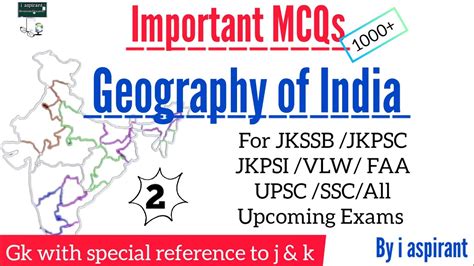 Mcq On Geography Of India For Jkssb Jkpsc Jkpsi Vlw Faa All