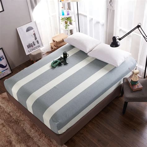 Cotton Soft Mattress Protective Cover Plaid Stripe Mattress Simple