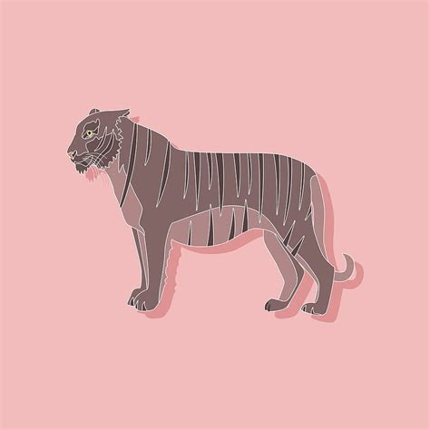 Stiker Kertas Harimau Pada Vektor Latar Belakang Bergaya Eps Ai