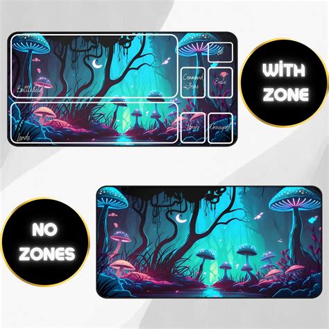 Lorcana Playmat With Zones Blue Mushroom Themed Tcg Playmat Etsy