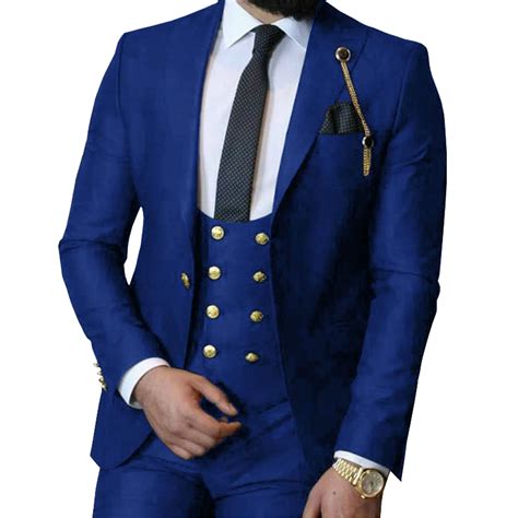 Costume Italien Pour Homme D Affaires Pi Ces Coupe Cintr E Bleu