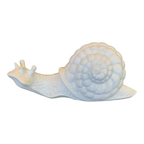 Vintage White Ceramic Snail Garden Ornament Chairish