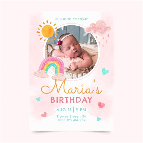 1st Birthday Invitation Templates Free Greetings Island 59 Off