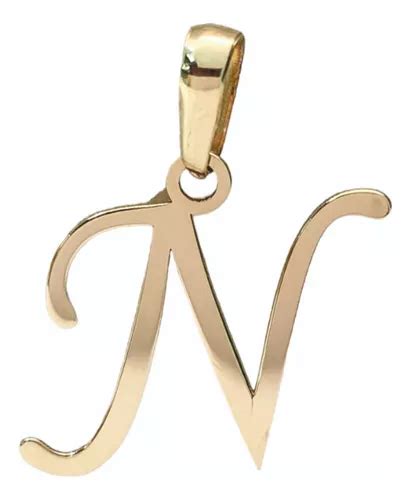 Dije Inicial Letra N Oro 14k Tamaño 2 Cm Cadena De Regalo