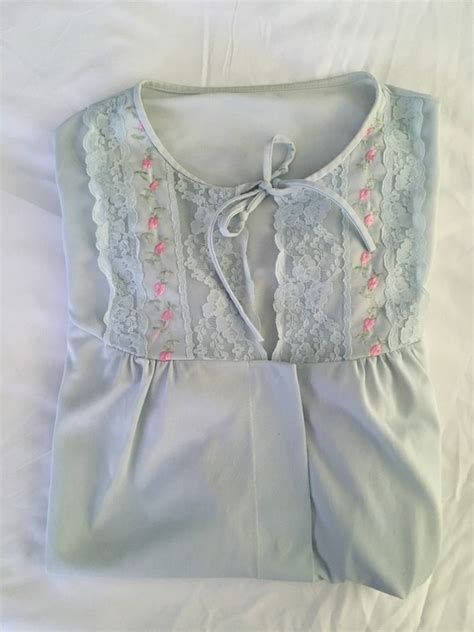 Vintage Shadowline Lingerie Vintage Blue Pajama Top Gem